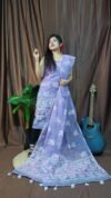 Pakhi Lota Lavender Unstitched 2 Piece Jamdani Suit Set