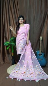 Pakhi Lota Light Pink Unstitched 2 Piece Jamdani Suit Set