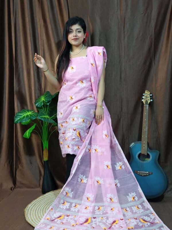 Pakhi Lota Light Pink Unstitched 2 Piece Jamdani Suit Set