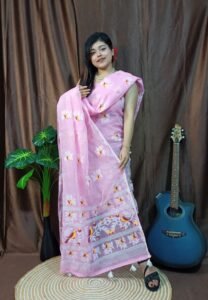 Pakhi Lota Light Pink Unstitched 2 Piece Jamdani Suit Set