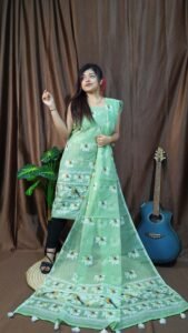 Pakhi Lota Silver Tree Unstitched 2 Piece Jamdani Suit Set