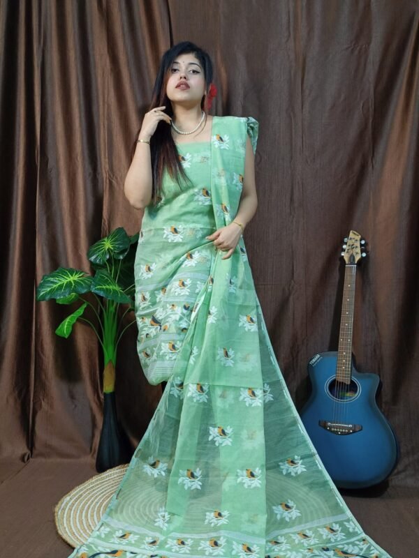 Pakhi Lota Silver Tree Unstitched 2 Piece Jamdani Suit Set