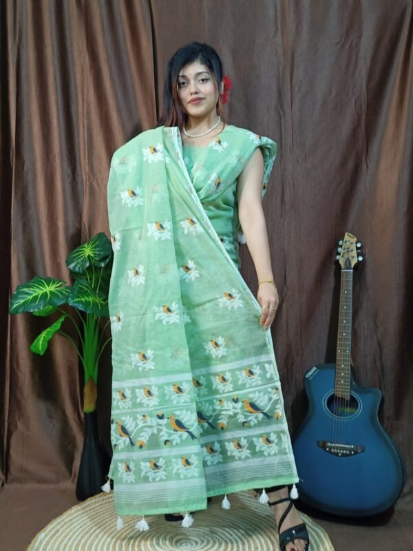 Pakhi Lota Silver Tree Unstitched 2 Piece Jamdani Suit Set