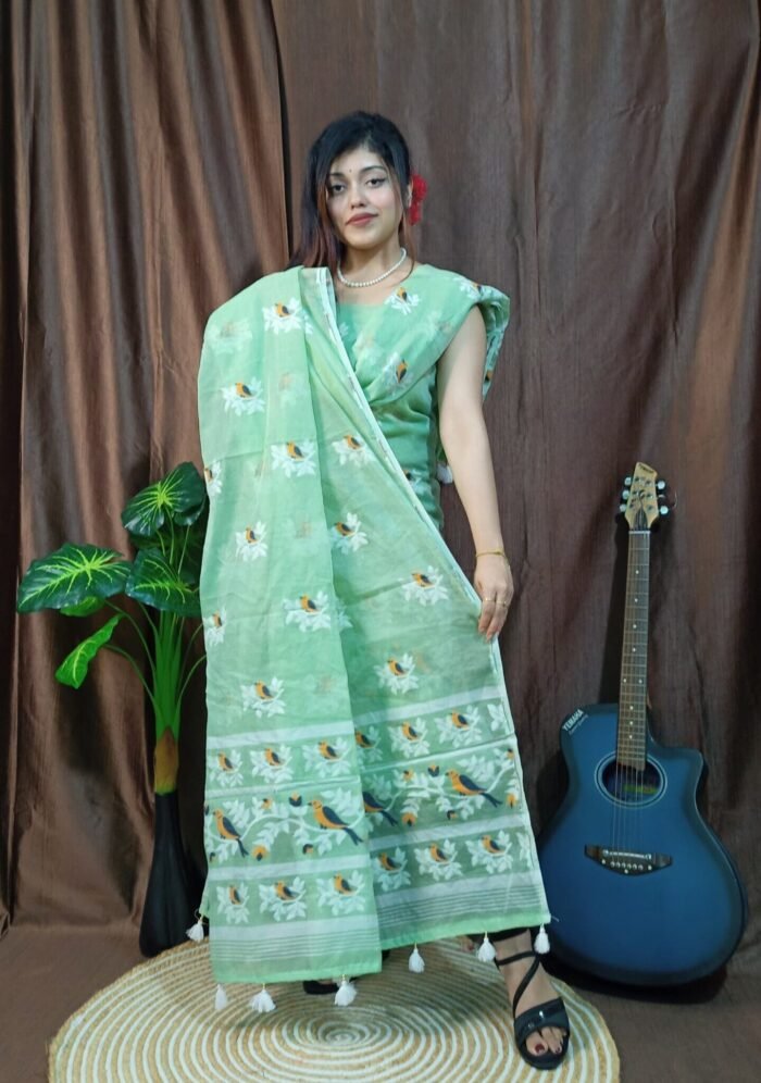 Pakhi Lota Silver Tree Unstitched 2 Piece Jamdani Suit Set