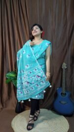 Pakhi Lota Sky Blue Unstitched 2 Piece Jamdani Suit Set