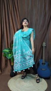 Pakhi Lota Sky Blue Unstitched 2 Piece Jamdani Suit Set