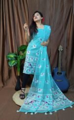 Pakhi Lota Sky Blue Unstitched 2 Piece Jamdani Suit Set