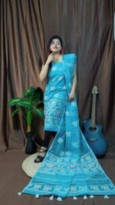 Pakhi Lota Sky Blue Unstitched 2 Piece Jamdani Suit Set