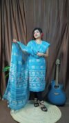 Pakhi Lota Sky Blue Unstitched 2 Piece Jamdani Suit Set