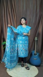 Pakhi Lota Sky Blue Unstitched 2 Piece Jamdani Suit Set