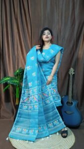 Pakhi Lota Sky Blue Unstitched 2 Piece Jamdani Suit Set