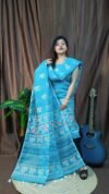 Pakhi Lota Sky Blue Unstitched 2 Piece Jamdani Suit Set
