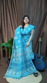 Pakhi Lota Sky Blue Unstitched 2 Piece Jamdani Suit Set