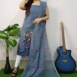 Pata Bahar Dark Gray Unstitched 2 Piece Jamdani Suit Set