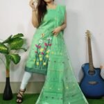 Pata Bahar Faded Green Unstitched 2 Piece Jamdani Suit Set