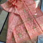 Pinkish Brown Pure Tussar By Gachi Tussar Handloom Jamdani Sari With Blouse Piece