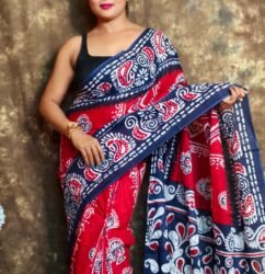 Red Soft Mulmul Cotton Saree