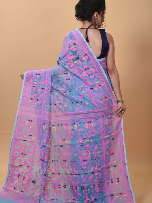 Sky Blue Soft Dhakai Jamdani Saree