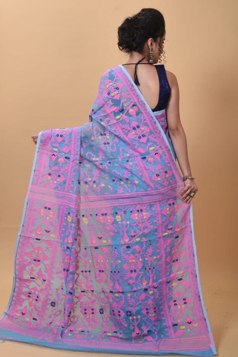 Sky Blue Soft Dhakai Jamdani Saree