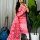 Sunflower Faded Red Unstitched 2 Piece Jamdani Suit Set