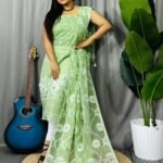 Sunflower Light Green Unstitched 2 Piece Jamdani Suit Set