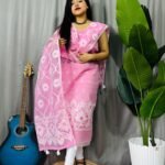 Sunflower Light Pink Unstitched 2 Piece Jamdani Suit Set