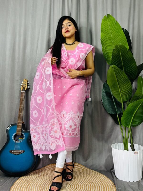 Sunflower Light Pink Unstitched 2 Piece Jamdani Suit Set
