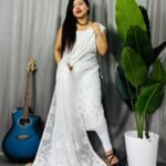 Sunflower White Unstitched 2 Piece Jamdani Suit Set