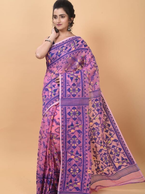 Tulip Pink Soft Dhakai Jamdani Saree