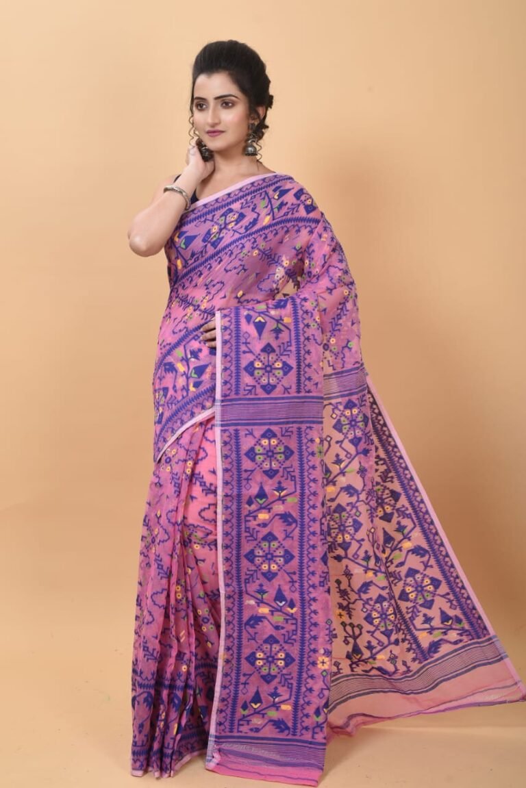 Tulip Pink Soft Dhakai Jamdani Saree