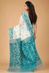 White Soft Buti Korat Jamdani Saree With Blouse Piece