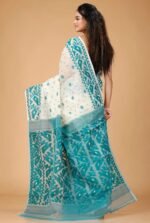 White Soft Buti Korat Jamdani Saree With Blouse Piece