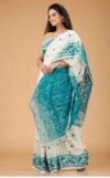 White Soft Buti Korat Jamdani Saree With Blouse Piece