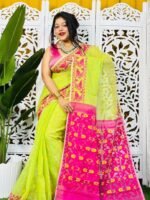 Bitter Lemon Soft Buti Korat Jamdani Saree