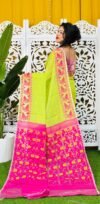 Bitter Lemon Soft Buti Korat Jamdani Saree