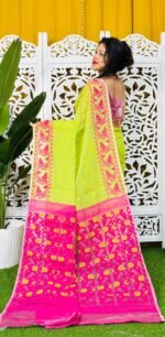 Bitter Lemon Soft Buti Korat Jamdani Saree