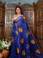Blue Soft Marigold Handloom Saree