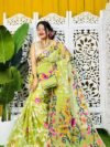 Bonolota Soft Avocado Green Jamdani Sari