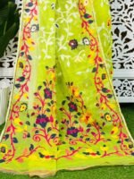 Bonolota Soft Bright Olive Jamdani Sari