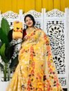 Bonolota Soft Dull Orange Jamdani Sari