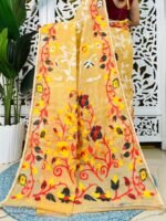 Bonolota Soft Dull Orange Jamdani Sari