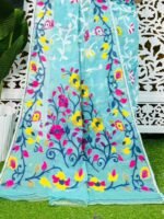 Bonolota Soft Fountain Blue Jamdani Sari