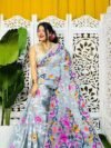 Bonolota Soft Hit Grey Jamdani Sari