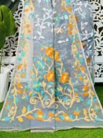 Bonolota Soft Hit Grey Jamdani Sari