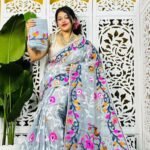 Bonolota Soft Hit Grey Jamdani Sari