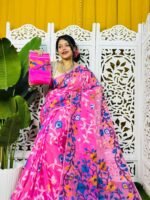 Bonolota Soft Hot Pink Jamdani Sari