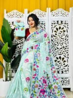 Bonolota Soft Light Aqua Jamdani Sari