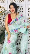 Bonolota Soft Light Aqua Jamdani Sari