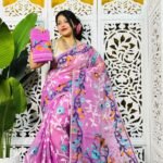 Bonolota Soft Purplish Pink Jamdani Sari