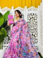 Bonolota Soft Purplish Pink Jamdani Sari